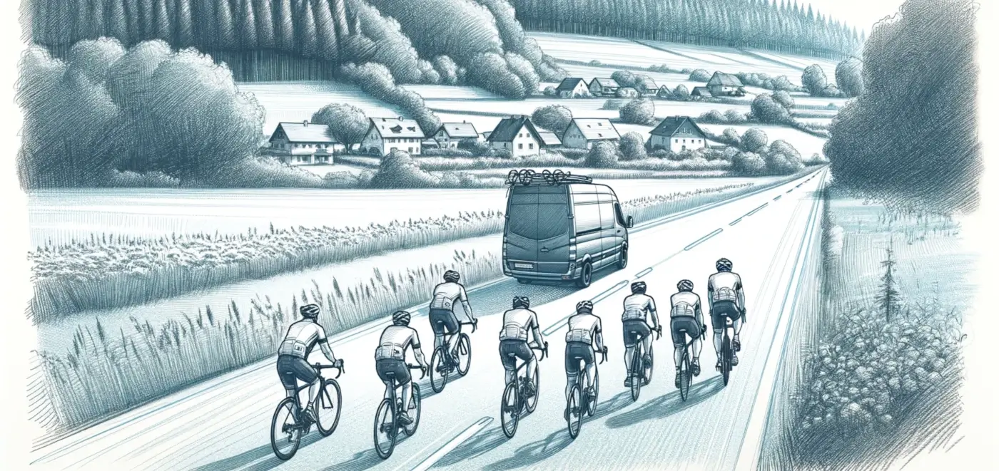 Group of cyclist in the countryside
